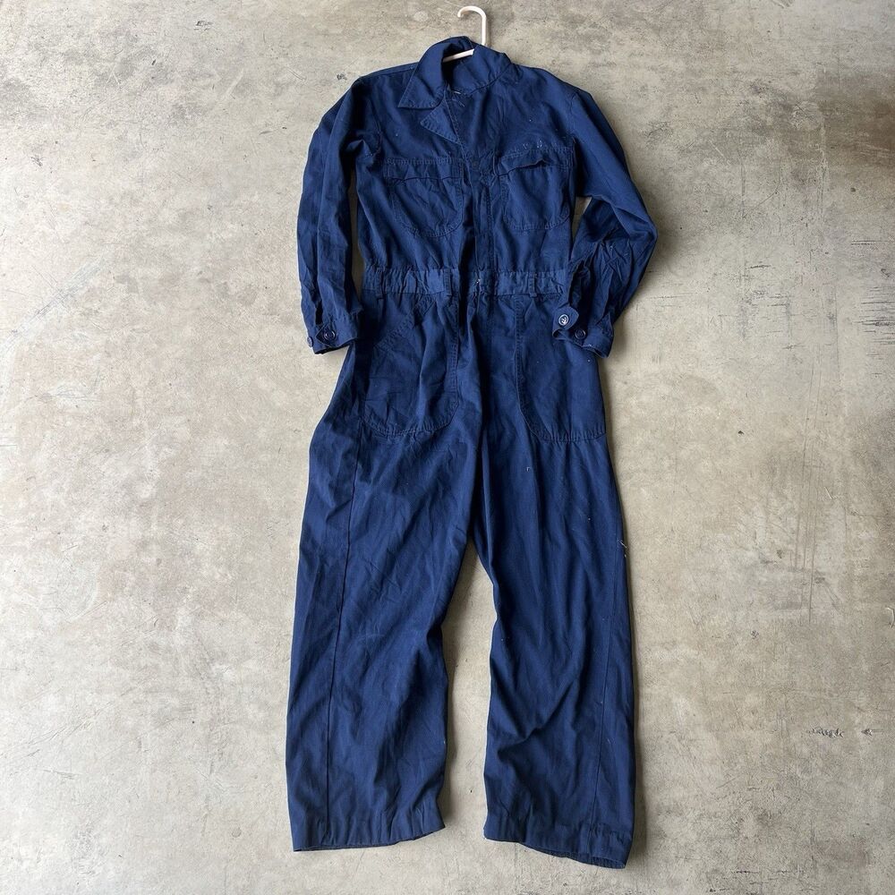 Vintage 80s US Navy  Coveralls Boat Pilot Work Uniform Pants Shirt 42r